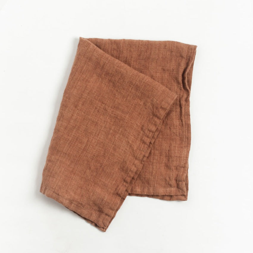 stone washed linen tea towel in terracotta stone washed linen tea towel in terracotta