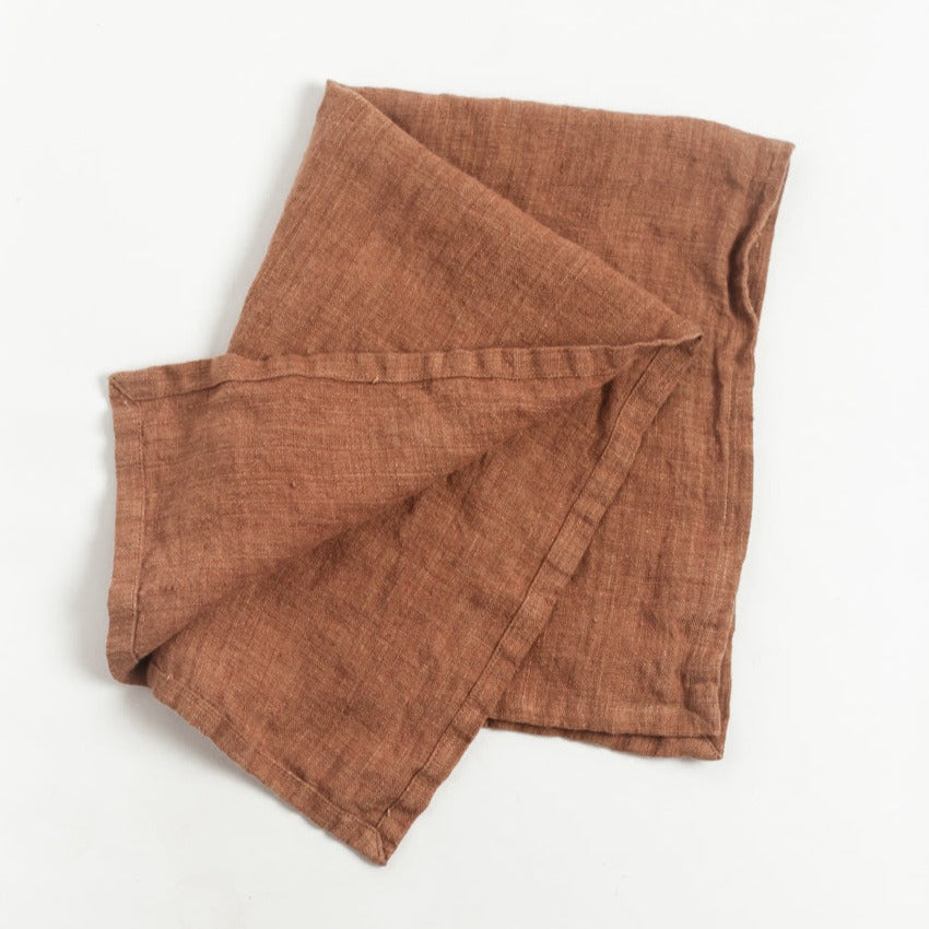 stone washed linen tea towel in terracotta stone washed linen tea towel in terracotta