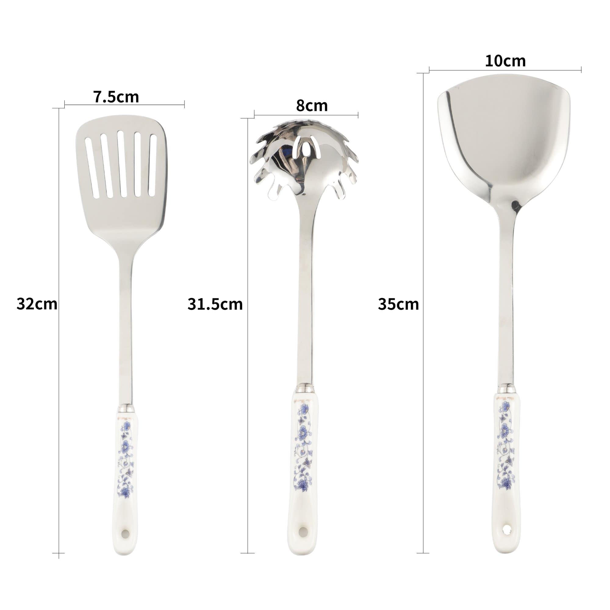 the vintage blue flower utensil set the vintage blue flower utensil set
